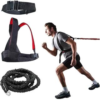 YNXing Resistance Training Rope Explosive Force Bounce Physical Training Resistance Rope Improving Speed, Stamina and Strength (Black-9.8FT Kit)