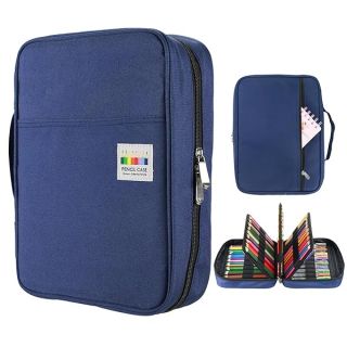 YOUSHARES 220 Slots Colored Pencil Case & 145 Slots Gel Pen Organizer - Multi-Layer Holder for Art Supplies (Blue)