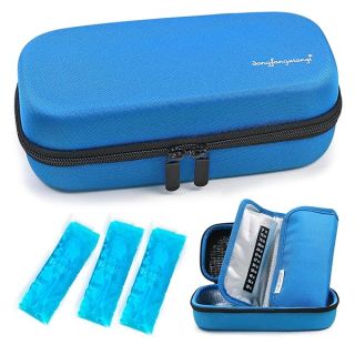 YOUSHARES Insulin Cooler Travel Case - Handy Medication Insulated Diabetic Carrying Cooling Bag for Insulin Pen, Glucose Meter and Diabetic Supplies with 3 Cooler Ice Pack (Blue)