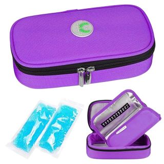 YOUSHARES Insulin Cooler Travel Case - Medication Diabetic Insulated Organizer Portable Cooling Bag for Insulin Pen and Diabetic Supplies with 2 Cooler Ice Pack (Purple)