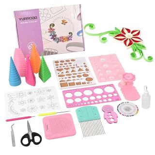 YURROAD 19pcs Paper Quilling Tools Kit Paper Strips DIY Tool Set with Slotted Pen Quilling Board Curling Coach Comb Crimper Border Buddy Filigrana Tool Kit