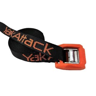 YakAttack 12' Cam Strap - Heavy Duty Polyester Kayak Tie Down with Protective Rubber Buckle, Black/Orange - 2 Pack (YEP-1006-12) | Kayak Fishing Accessories