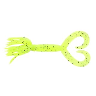 Yamamoto Double Tail Hula Grub 4", Chartreuse w/Large Black