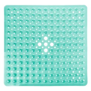 Yimobra Shower Stall Mat Non Slip, 21x21 Inch, Soft Square Bath Mat for Shower with Suction Cups and Drain Holes, Stall Floor Mats for Bathroom, Machine Washable, Bathroom Accessories, Clear Green