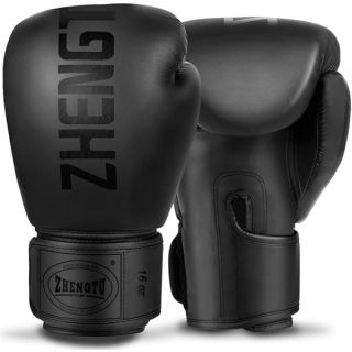 ZTTY Boxing Gloves Kickboxing Muay Thai Punching Bag MMA Pro Grade Sparring Training Fight Gloves for Men & Women (Black, 10oz)