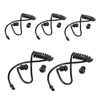 Zerone Replacement Coiled Acoustic Tube for Two-Way Radio Audio, 5Pcs Headset Walkie Talkie Coiled Earpiece Tube with Ear Tips Black