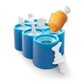 Zoku Fish Pop Molds, 6 Different Easy-release Silicone Popsicle Molds in One Tray, Unique Sea-creature Designs, BPA-free