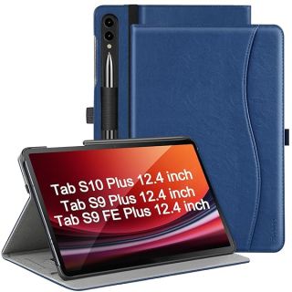 ZtotopCases for Samsung Galaxy Tab S10 Plus Case 2024/ S9 Plus/ S9 FE Plus 5G 12.4 Inch 2023, Premium PU Leather Cover with Hand Strap/Front Pocket/S Pen Holder for Tablet S10+/S9+/S9 FE+, Blue