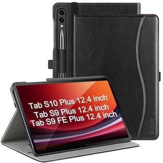 ZtotopCases for Samsung Galaxy Tab S10 Plus Case 2024/ S9 Plus/ S9 FE Plus 5G 12.4 Inch 2023, Premium PU Leather Cover with Hand Strap/Front Pocket/S Pen Holder for Tablet S10+/S9+/S9 FE+, Black