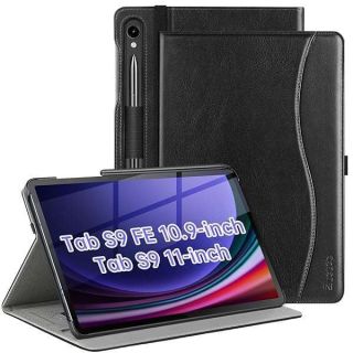 ZtotopCases for Samsung Galaxy Tab S9 FE 5G 10.9 Inch/Tab S9 11 Inch Case 2023, PU Leather Business Cover with Auto Sleep/Wake, Front Pocket, Hand Strap for Samsung S9 FE Tablet Support S Pen, Black