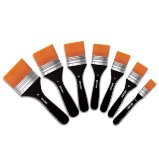 Zubebe Set of 7 Wide Flat Paint Brushes for Acrylic & Oil Painting - Soft Nylon Art Brushes for Artists