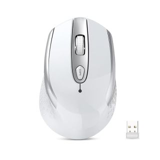 cimetech Wireless Computer Mouse, 2.4G Ergonomic Optical Mouse, 6 Buttons, Silent Mouse with USB Receiver and 3 Adjustable DPI Computer Mouse for Laptop, Desktop, Mac, PC - White