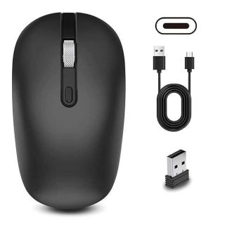 cimetech Wireless Mouse Bluetooth, 2-in-1 Dual Device Ergonomic Comfort Mouse, Silent Portable PC Laptop Computer Mice for Office and Home Office, Rechargeable with USB C Cable (Ergonomic Dual Mode)