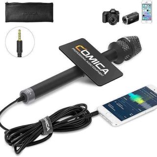 Comica Handheld Interview Microphone HRM-S: Best 3.5mm Cardioid Mic for Smartphones, Laptops & DSLRs