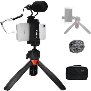 comica Smartphone Microphone with Mini Tripod, CVM-VM10-K2 PRO Video Shotgun Mic for iPhone and Android Phones, Vlogging Kit for YouTube Recording Facebook Live,Filmmaker Accessories