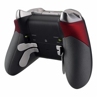 eXtremeRate Soft Touch Red Rubberized Right Left Side Rails, Replacement Rear Handle Grips, Back Panels Faceplates Kits for Xbox One Elite Controller (Model 1698)