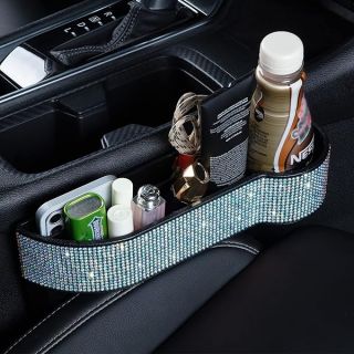 eing Car Seat Side Drop Organizer,Side Slit Car Seat Gap Filler,Car Seat Console Storage Organizer,Car Seat Pockets with Cup Holder and 2 Charging Port,1PC for Passenger Driver (Multicolor Diamonds)