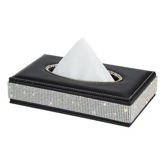 eing Rectangle Tissue Box Cover Bling Crystal Diamonds Tissue Holder,Made by Premium Leather,Perfect for Car,Office,Home - Black