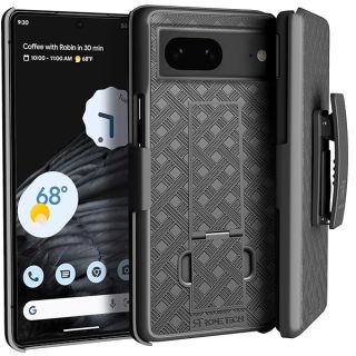 for Google Pixel 7 Case with Belt Clip Holster, Kickstand Slim Cover Phone Case for Pixel 7 - Black