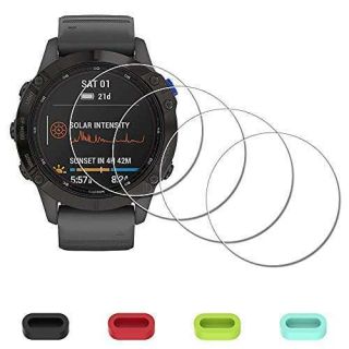 iDaPro Screen Protector for Garmin Fenix 6 Pro/Sapphire/Solar - Anti-Scratch, Bubble-Free with Silicone Plugs