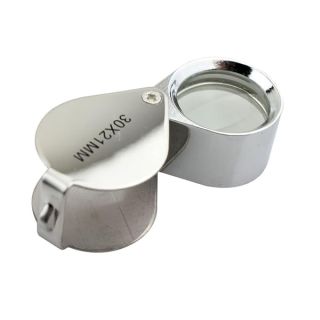 iKKEGOL 30 X 21mm Glass Jeweler Loupe Loop Eye Magnifier Magnifying Magnifier Metal Body Silver