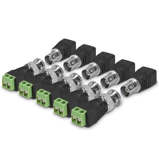 kwmobile 10 Pieces BNC Connector Adapter Set - 5X Male 5X Female with Solderless Screw Terminal Coax Cat5 Cat6 to Video Balun Surveillance Camera