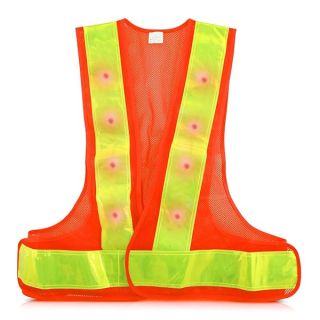 kwmobile LED Light Safety Vest - High Visibility Waistcoat Traffic Outdoor Night Warning Reflector Clothing Reflective