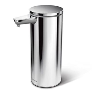 simplehuman 9 oz. Touch-Free Rechargeable Sensor Liquid Soap Pump Dispenser, Polished Stainless Steel