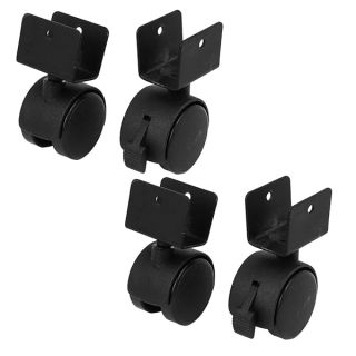 uxcell 1.6" Dia Wheel 1" U-Clamp Top Rotatable Universal U Bracket Swivel Brake Caster Black 4pcs