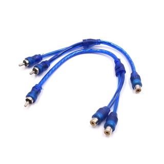 uxcell a17070300ux0615 2Pcs Blue Female to Male RCA Splitter Adapter Car Audio Stereo Y Cable Wire Kit 2 Pack