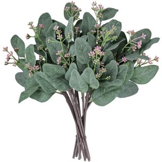 windiy 10 Pcs Artificial Eucalyptus Leaves Stems Bulk Artificial Seeded Eucalyptus Leaves Plant in Grey Green 11" Tall Artificial Greenery Holiday Greens Wedding Greenery