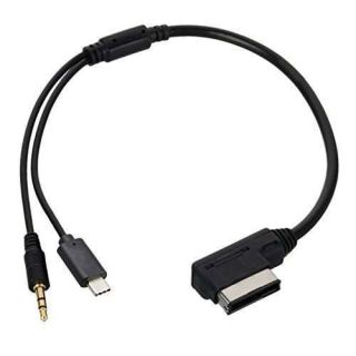 xiwai Media in AMI MDI to Stereo 3.5mm Audio &amp; USB-C Aux Adapter Cable for Car VW Audi 2014 A4 A6 Q5 Q7